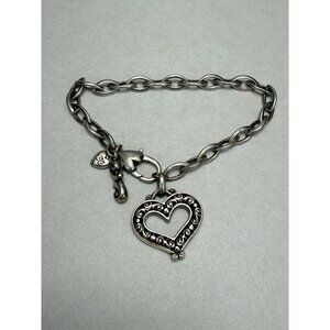 Vintage 2YK  silver-toned brighton heart Charm chain link bracelet